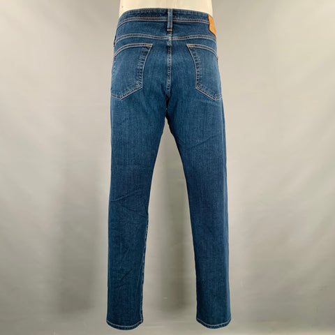 ADRIANO GOLDSCHMIED Size 36 Indigo Contrast Stitch Cotton Blend Zip Fly Jeans