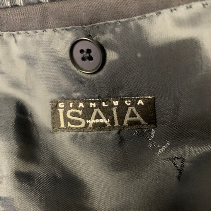 ISAIA Size 42 Black Wool Notch Lapel Sport Coat