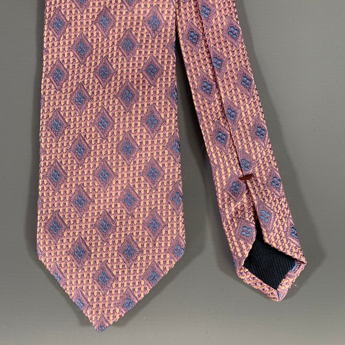 ERMENEGILDO ZEGNA Purple Blue Geometric Silk cotton Tie