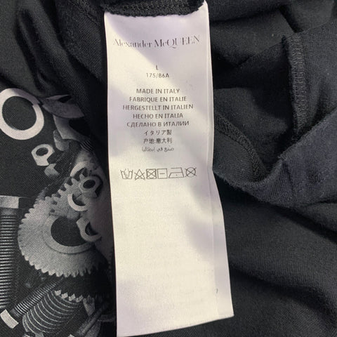 ALEXANDER MCQUEEN Size L Black Grey Skull Print Cotton Crew Neck T-shirt