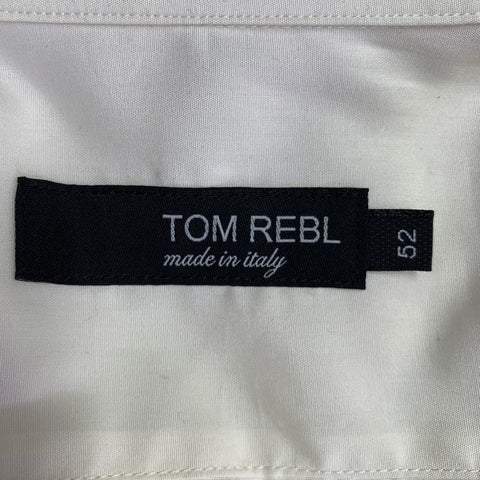 Chemise à manches longues TOM REBL taille L en mélange de coton beige et boutonnée