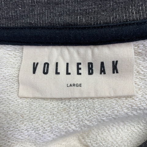 VOLLEBAK Size L Grey Black Contrast Trim Cotton Hemp Crew Neck Sweatshirt