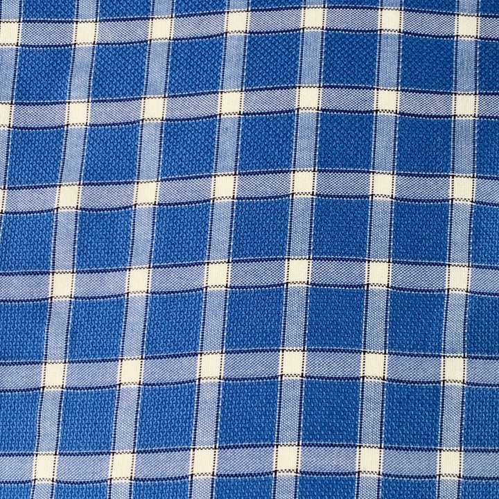 JARED LANG Size M Blue White Checkered Cotton Spread Collar Long Sleeve Shirt