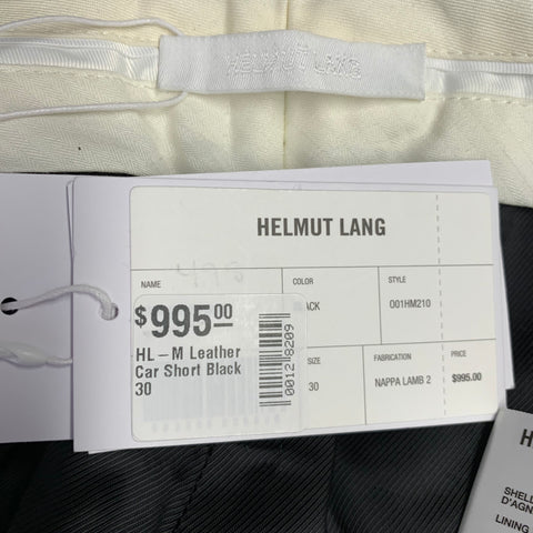 HELMUT LANG Size 30 Black Lambskin Leather Side Zippers Car Shorts