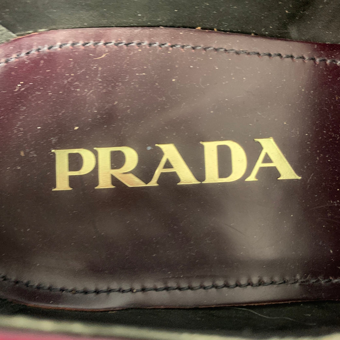 PRADA Size 9.5 Burgundy Leather Double Monk Strap Loafers