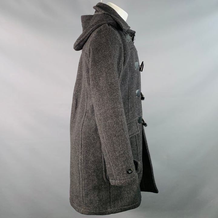 CALVIN KLEIN Size S Black Charcoal Herringbone Toggle Closure Coat