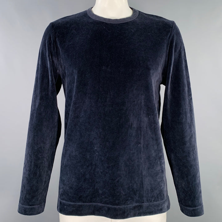 OUR LEGACY Size 42 Navy Velour Cotton Blend Crew Neck Pullover