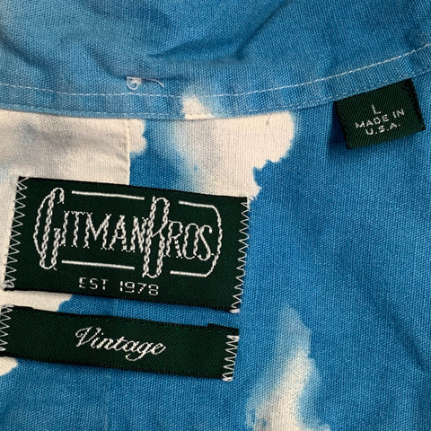 GITMAN BROS Size L Blue White Clouds Cotton Long Sleeve Shirt