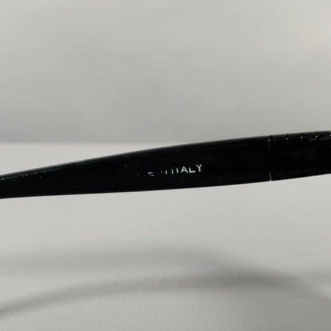 PERSOL Black Silver Acetate Square Sunglasses