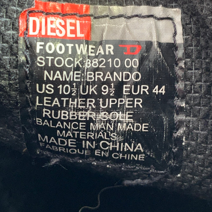 DIESEL Size 10.5 Brando Brown Leather Buckle Square Toe Boots
