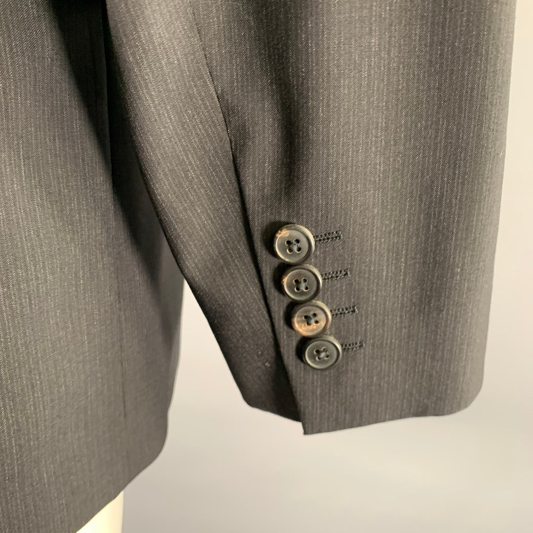 DRIES VAN NOTEN Size 36 Black Stripe Wool Notch Lapel Sport Coat