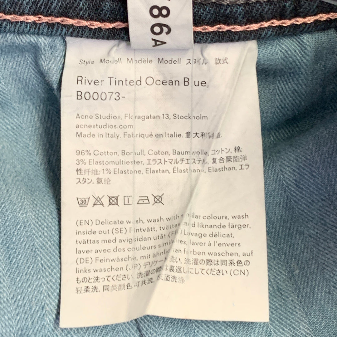 ACNE STUDIOS Size 31 Blue Cotton Blend Twill Slim Straight Button Fly Jeans