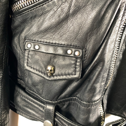THE KOOPLES Size M Black Leather Lambskin Biker Jacket