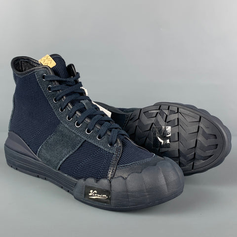 VISVIM Size 10.5 Navy Mixed Material Lanier High-Top Sneakers