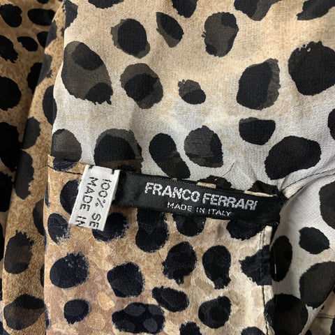 FRANCO FERRARI Tan Black Leopard Silk Scarf