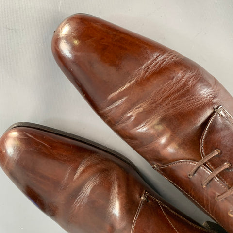PRADA Size 10 Brown Leather Derby Lace-Up Shoes