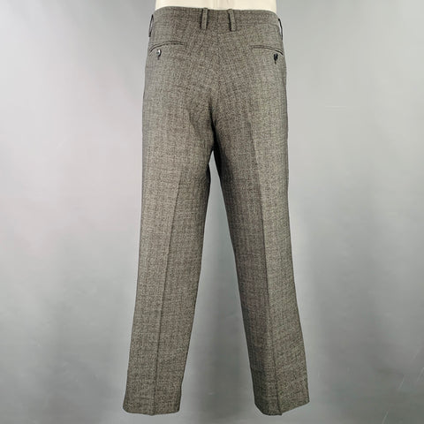 DOLCE & GABBANA Size 34 Grey Charcoal Heather Virgin Wool Flat Front Dress Pants