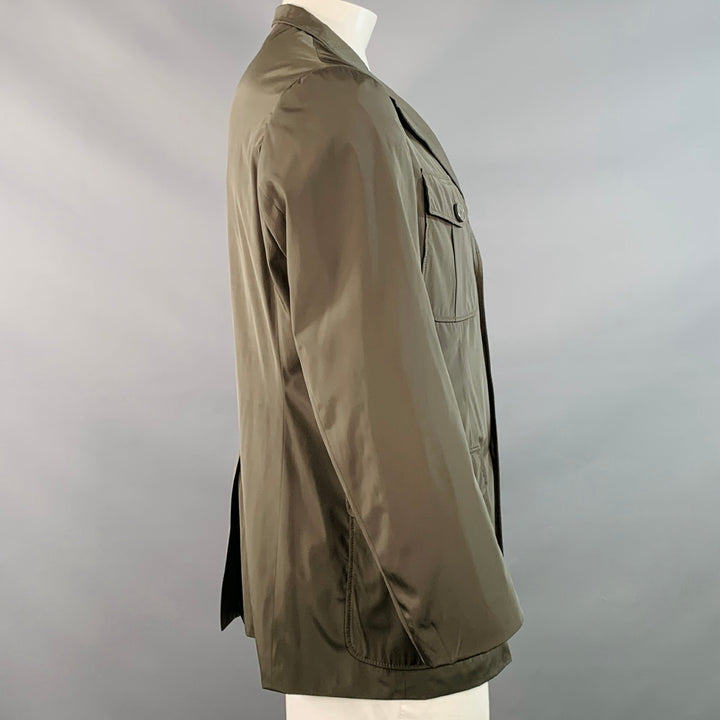 ARMANI COLLEZIONI Size 44 Green Olive Polyester Buttoned Pockets Jacket