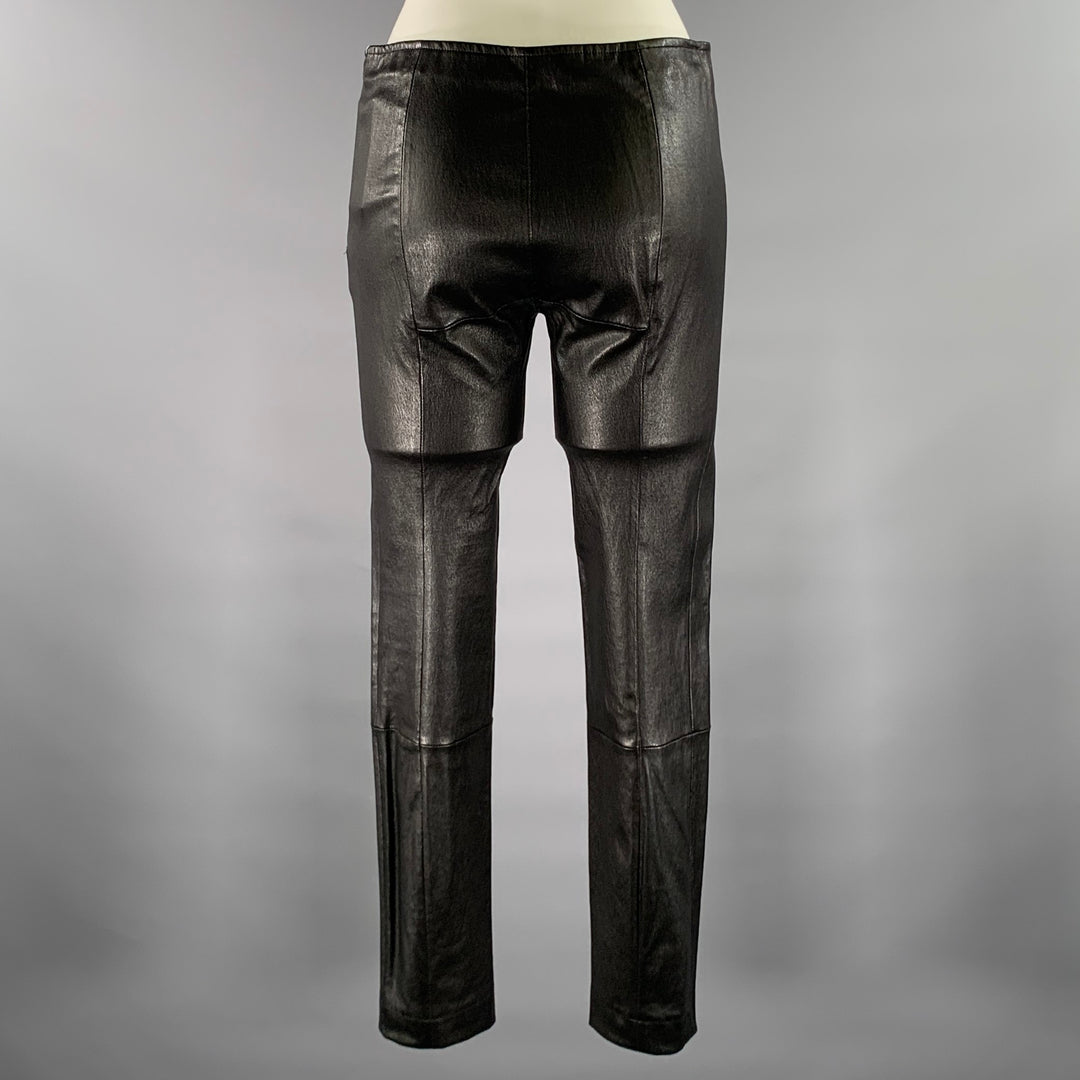 THE ROW Size M Black Lambskin Leggings