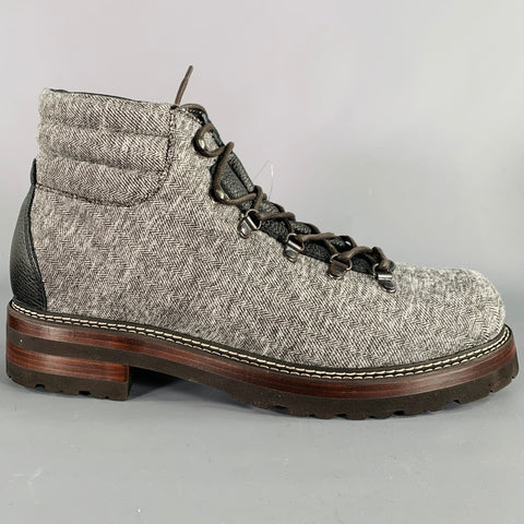 MONTELLIANA Size 13 Tom Hiker Grey Black Tweed Wool Hiking Ankle Boots