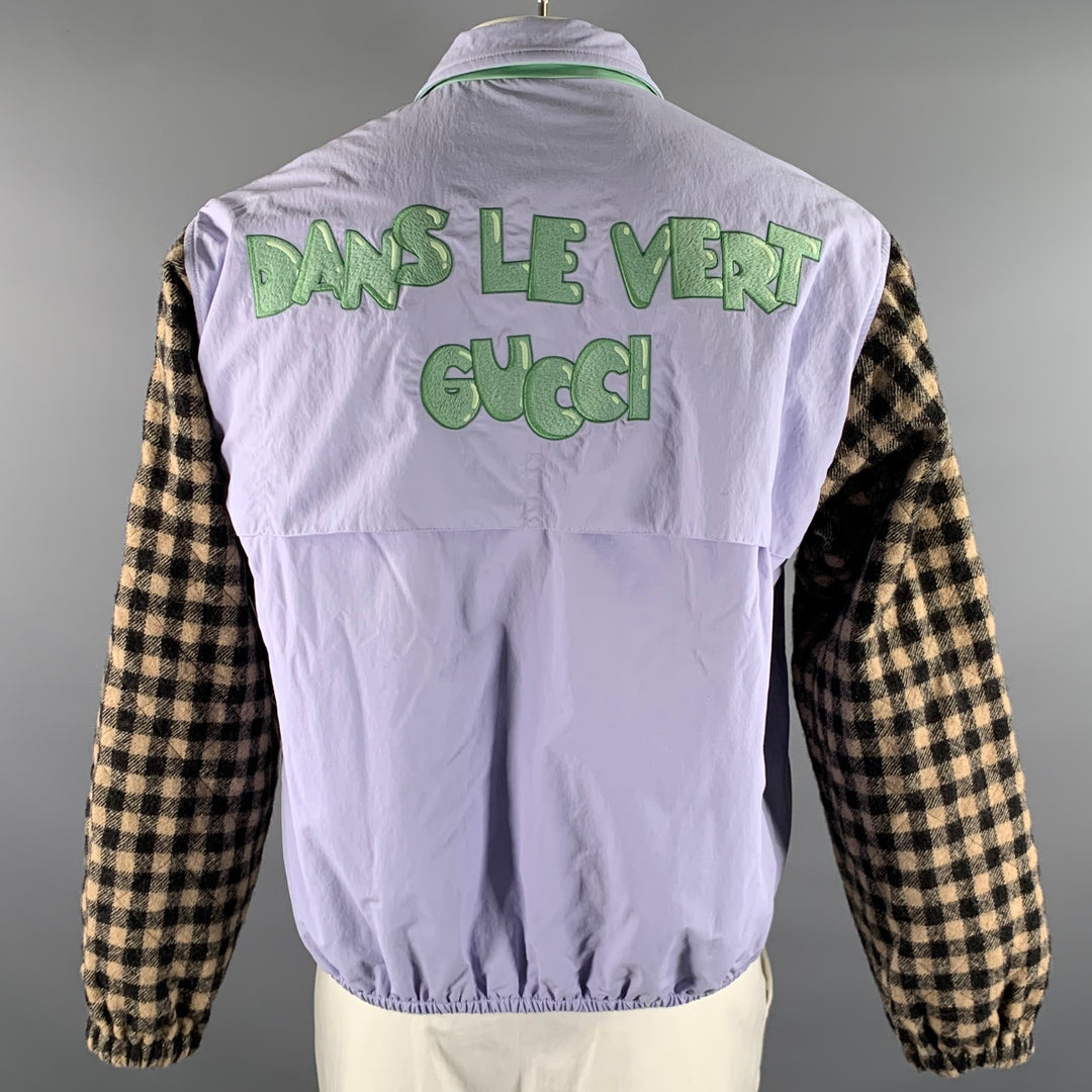 GUCCI Size 48 Purple Dans Le Vert Wool Polyamide Jacket