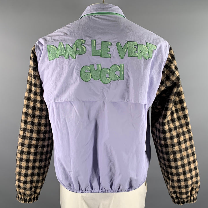 GUCCI Size 48 Purple Dans Le Vert Wool Polyamide Jacket