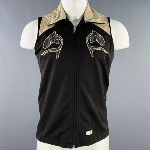DIESEL STYLE LAB Size M Black Taupe Applique Polyamide Blend Vest