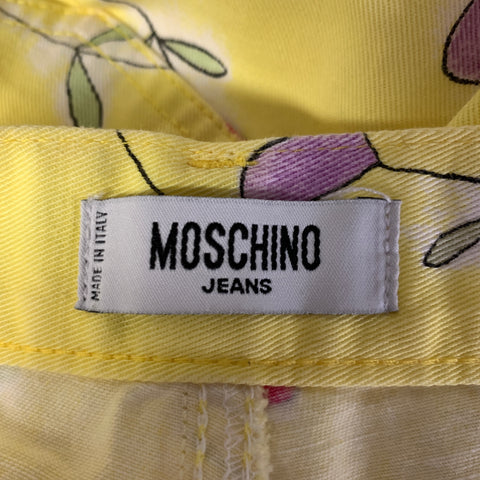 MOSCHINO Size 28 Yellow Pink Cotton Floral Straight Jeans