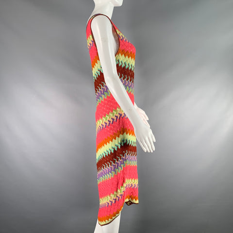 MISSONI Size 12 Multi-Color Crochet Sleeveless Dress