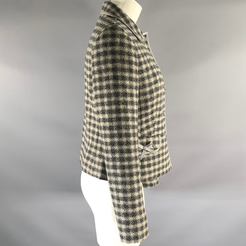 BROOKS BROTHERS Size 10 Grey Tan Wool Plaid Cropped Jacket