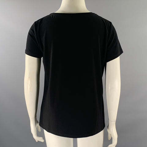 DKNY Size XL Black Polyester Blend Beaded Scoop Neck Casual Top