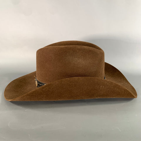 SERRATELLI Size 7.5 Brown Concho Beaver Fur Felt Hats