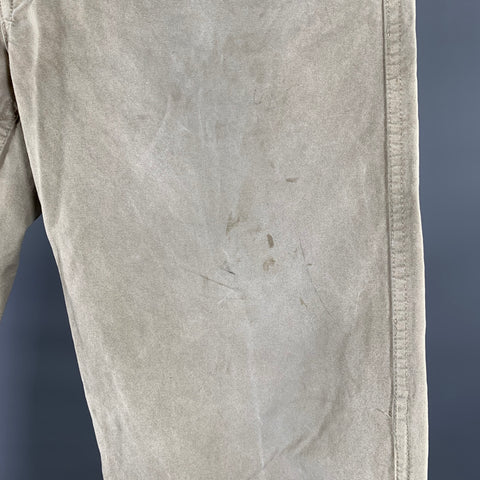 VISVIM Size L Khaki Distressed Cotton Button Fly Casual Pants