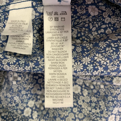 PAUL SMITH Size XL Blue White Floral Cotton Spread Collar Long Sleeve Shirt