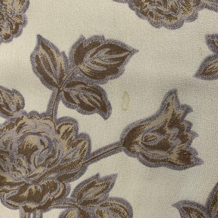 GIORGIO ARMANI Grey Blue Floral Silk Scarf Shawl