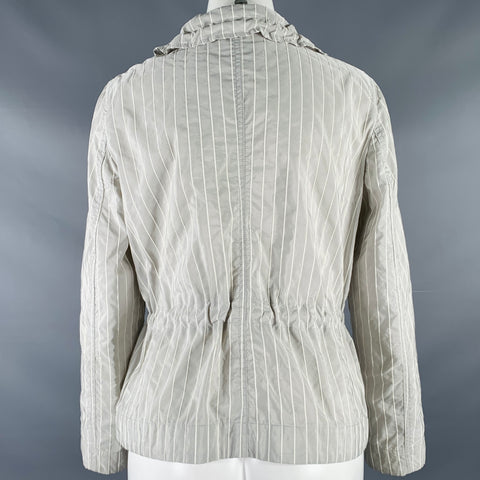 ARMANI COLLEZIONI Size 6 Grey White Polyester Blend Stripe Jacket