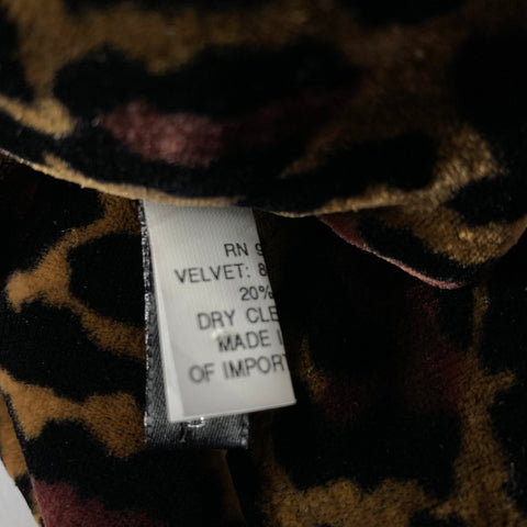 SUMMER TOMPKINS Brown Black Leopard Silk & Rayon Velvet Scarf