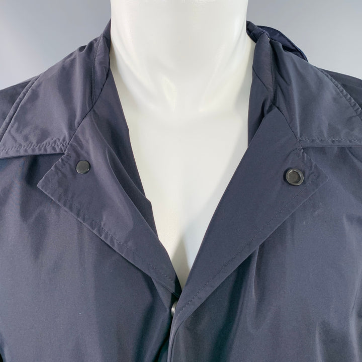 MONCLER 2016 Size M Reynaud Black Navy Polyamide Zip Snaps Coat