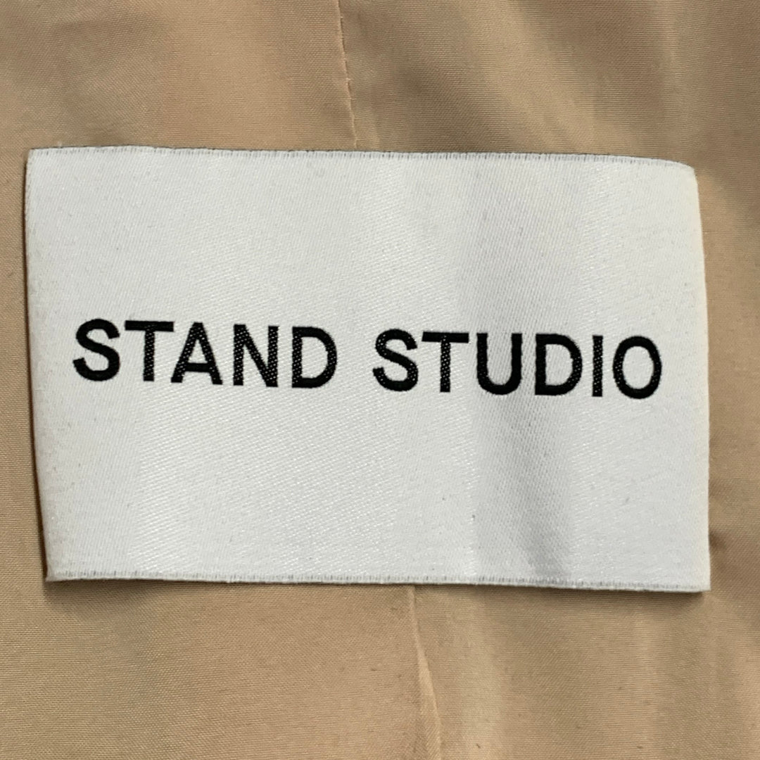 STAND STUDIO Size S Vada Beige Faux Leather Belted Trenchcoat