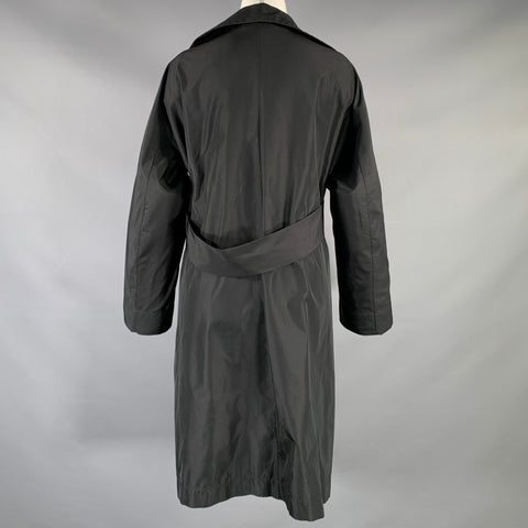 JIL SANDER Size 4 Black Polyester Silk Open Front Coat