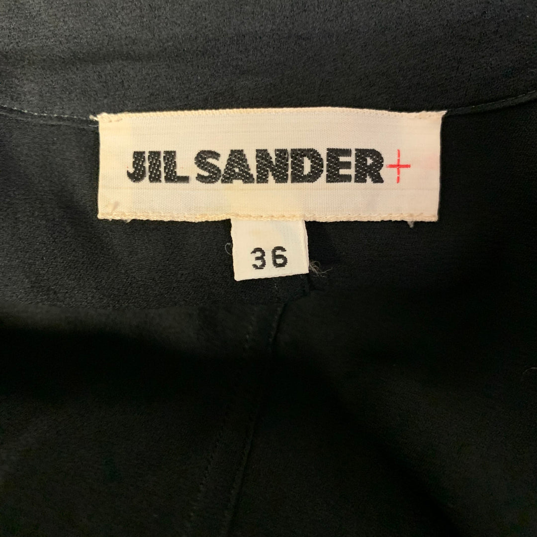 JIL SANDER Size 0 Black Silk Ruffled Blouse