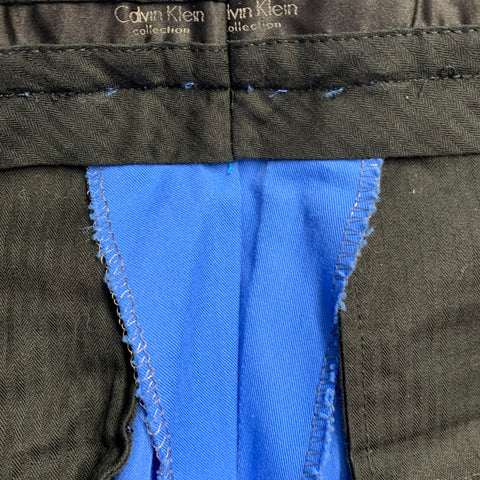 CALVIN KLEIN COLLECTION Size 31 Blue Cotton Flat Front Dress Pants
