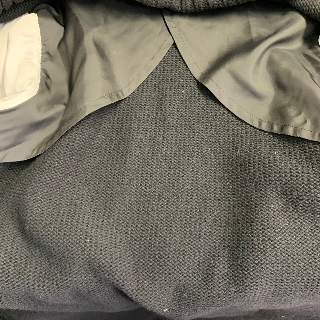 YOHJI YAMAMOTO Size XL Black Knit Wool Blend Long Coat