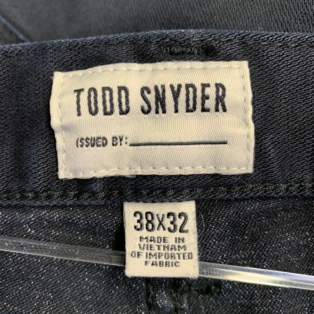 TODD SNYDER Size 38 Black Cotton Blend Tapered Zip Fly Jeans