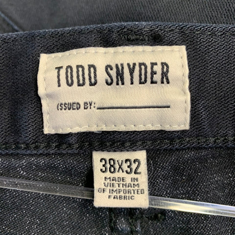 TODD SNYDER Size 38 Black Cotton Blend Tapered Zip Fly Jeans