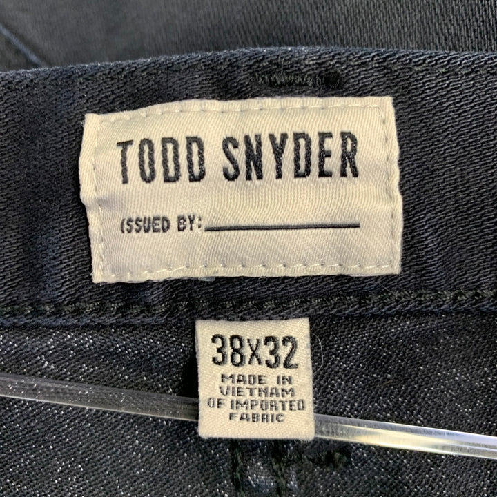 TODD SNYDER Size 38 Black Cotton Blend Tapered Zip Fly Jeans