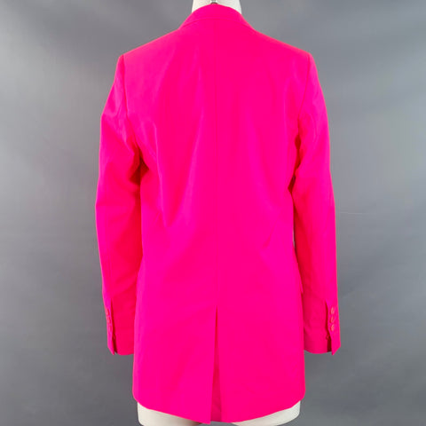 MSGM Taille S Veste blazer en laine rose fluo à revers cranté et à bouton unique