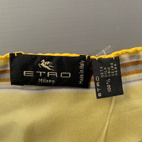 ETRO Yellow Multi-Color Paisley Silk Pocket Square