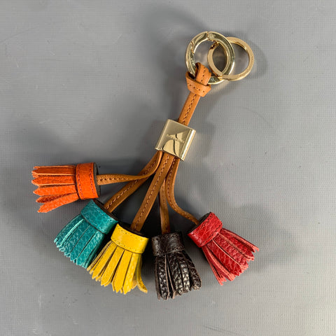 BURBERRY Brown Multi-Color Leather Bag Charm Bags