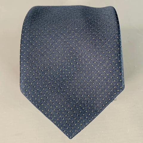 GUCCI Vintage Navy Yellow Dots Silk Skinny Tie